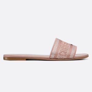 Christian Dior Canvas Toile De Jouy Embroidered Slide